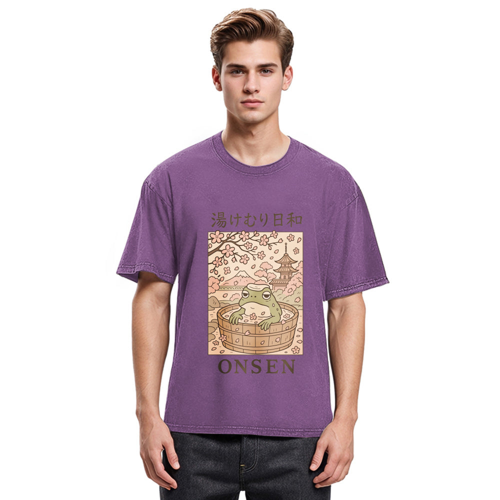 Tokyosol Onsen Frog Japanese Washed T-Shirt