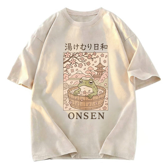 Tokyosol Onsen Frog Japanese Washed T-Shirt