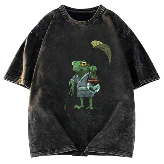 Tokyosol A Frog and His Son Washed T-Shirt