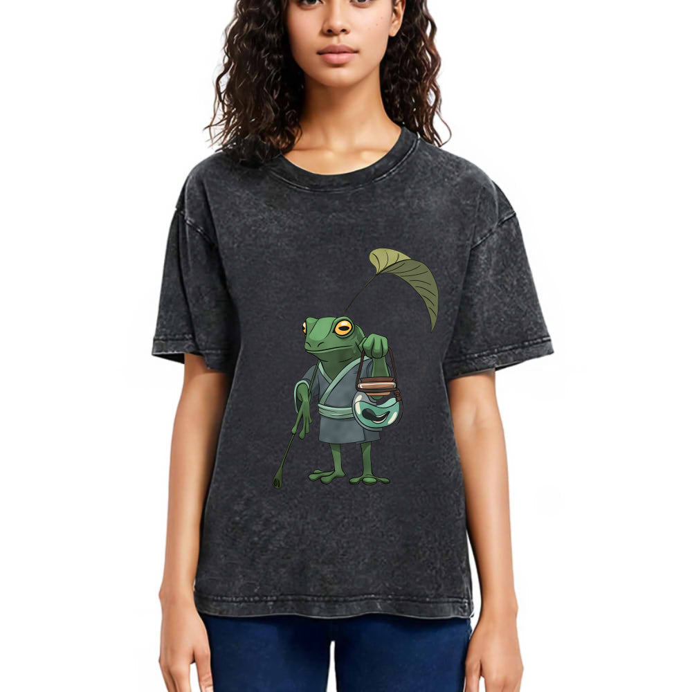 Tokyosol A Frog and His Son Washed T-Shirt