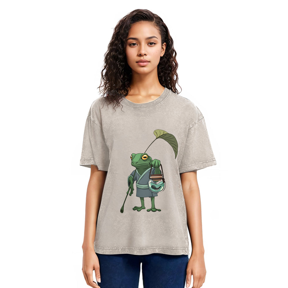 Tokyosol A Frog and His Son Washed T-Shirt