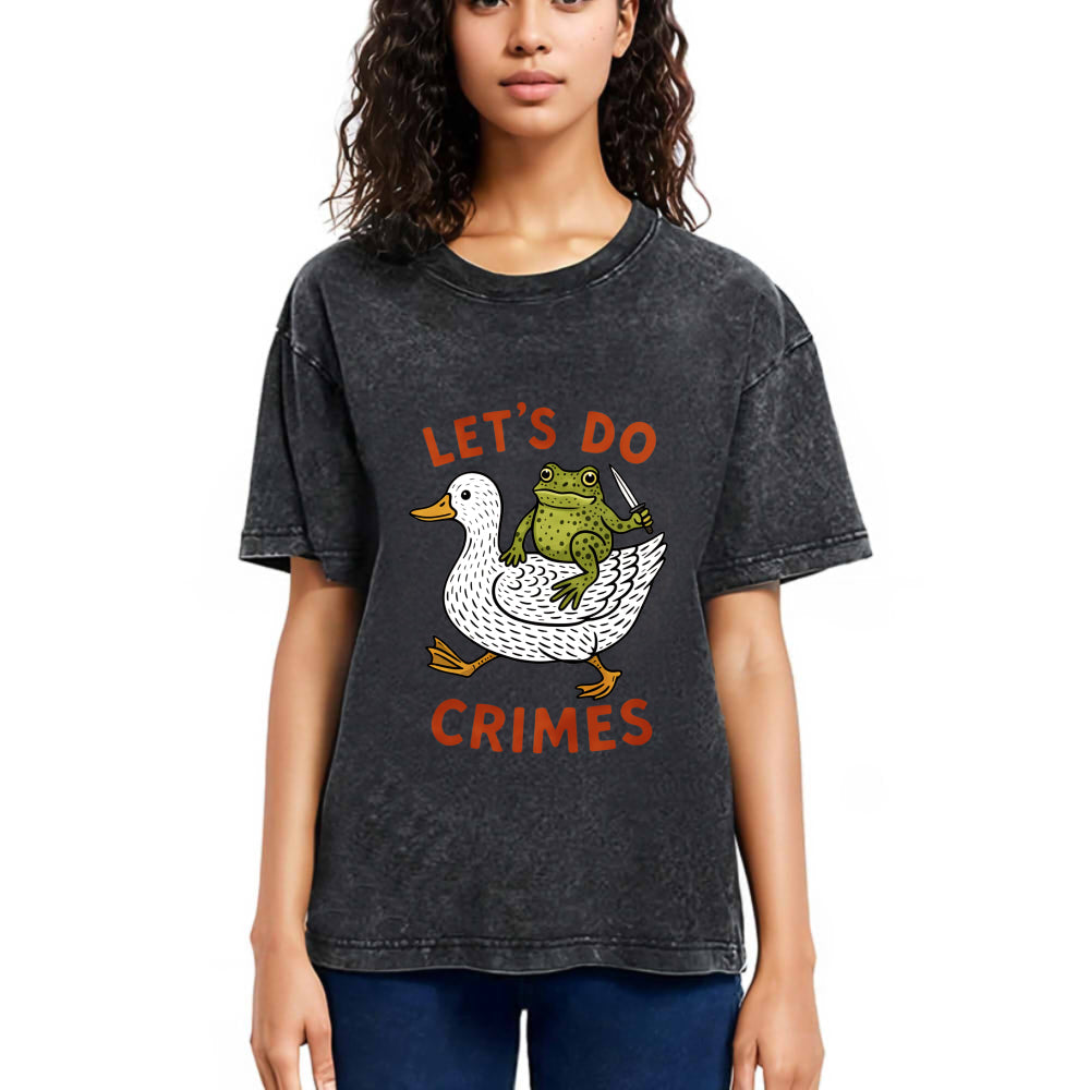 Tokyosol Frog Ready To Commit Crime Washed T-Shirt