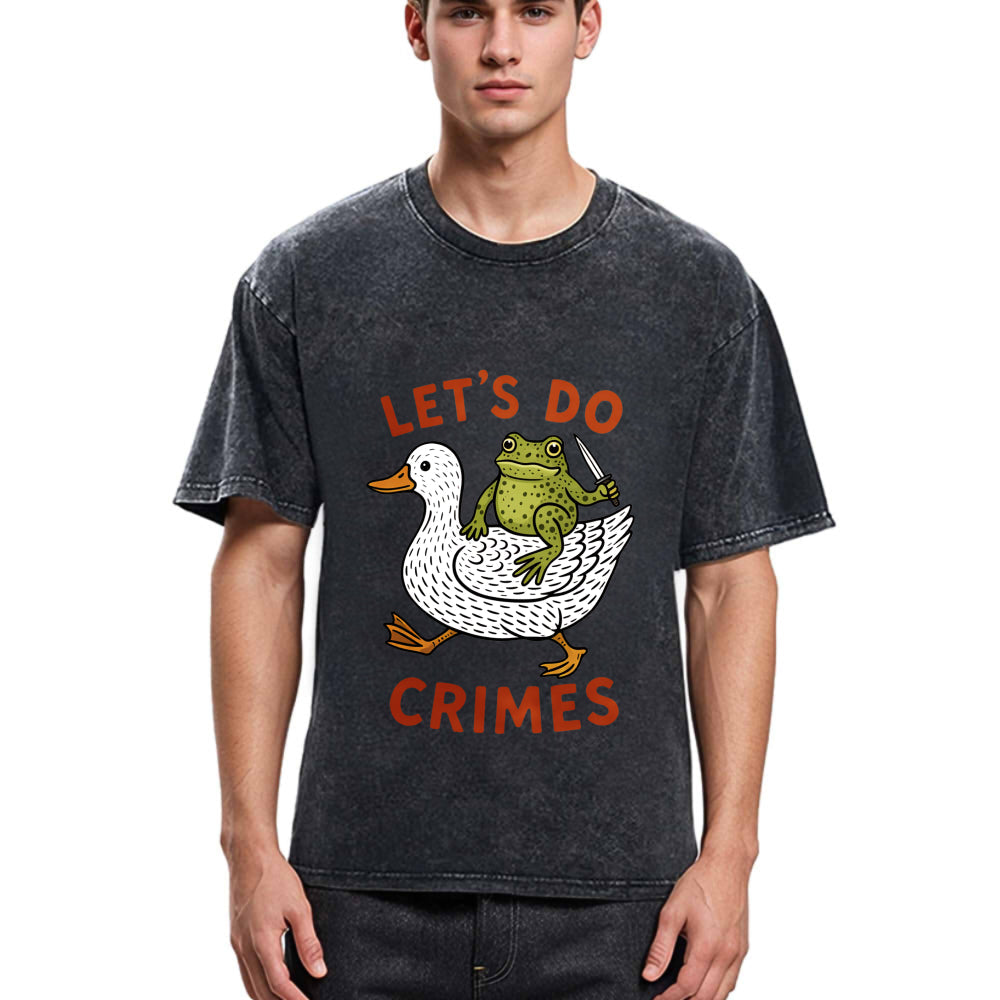 Tokyosol Frog Ready To Commit Crime Washed T-Shirt