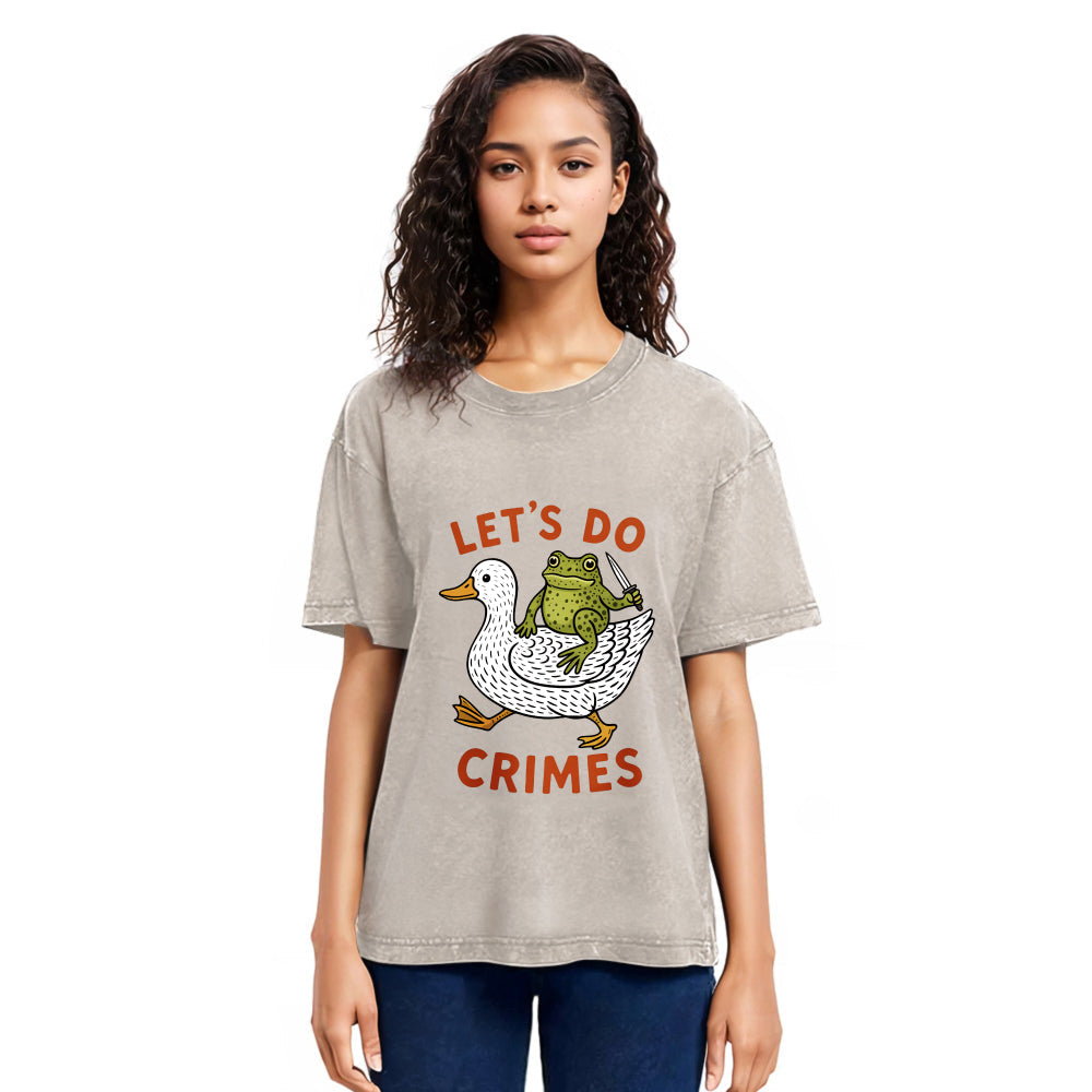Tokyosol Frog Ready To Commit Crime Washed T-Shirt