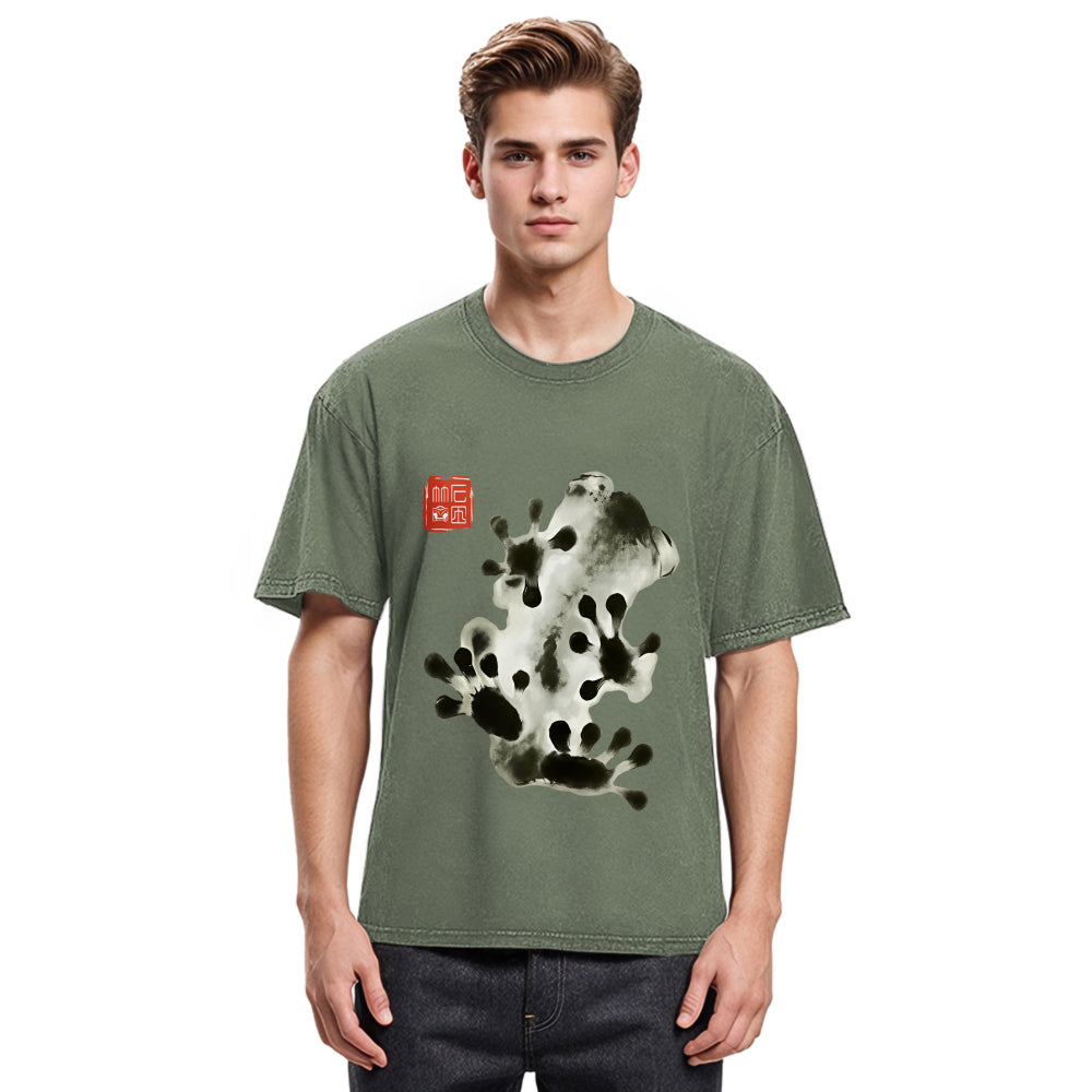 Tokyosol Ink Painting Frog Washed T-Shirt