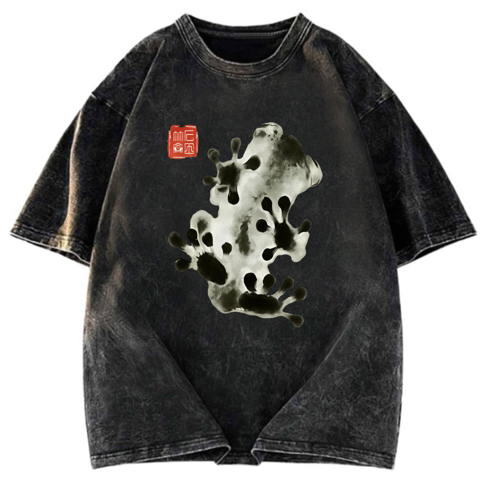 Tokyosol Ink Painting Frog Washed T-Shirt