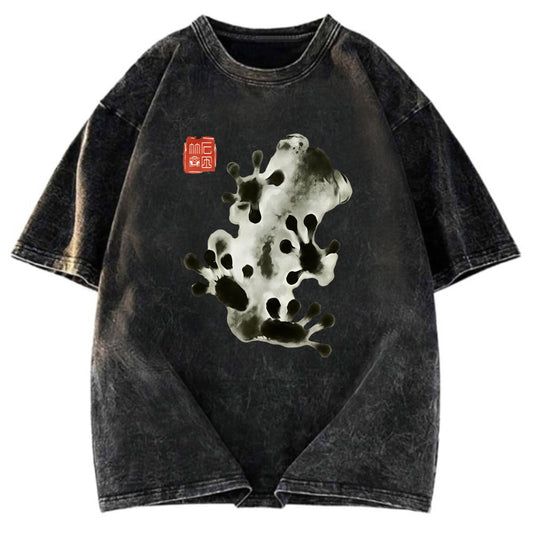 Tokyosol Ink Painting Frog Washed T-Shirt