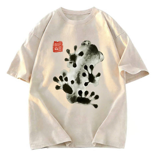 Tokyosol Ink Painting Frog Washed T-Shirt