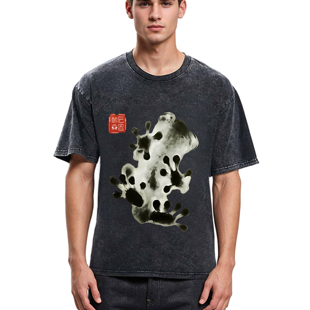 Tokyosol Ink Painting Frog Washed T-Shirt