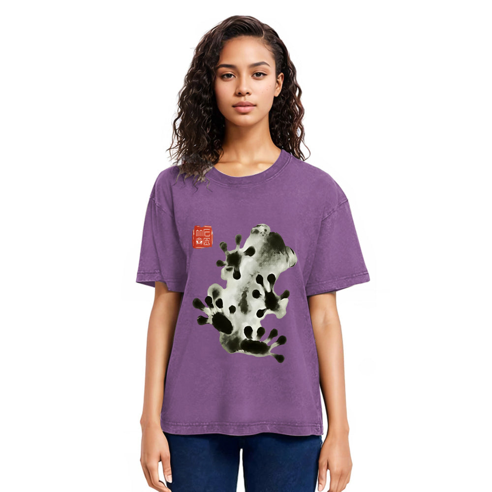 Tokyosol Ink Painting Frog Washed T-Shirt