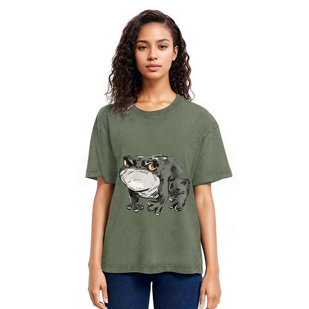 Tokyosol Japanese Frog Retro Washed T-Shirt