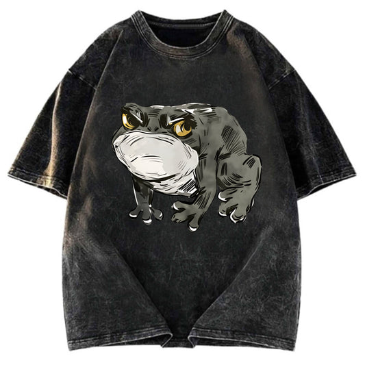Tokyosol Japanese Frog Retro Washed T-Shirt