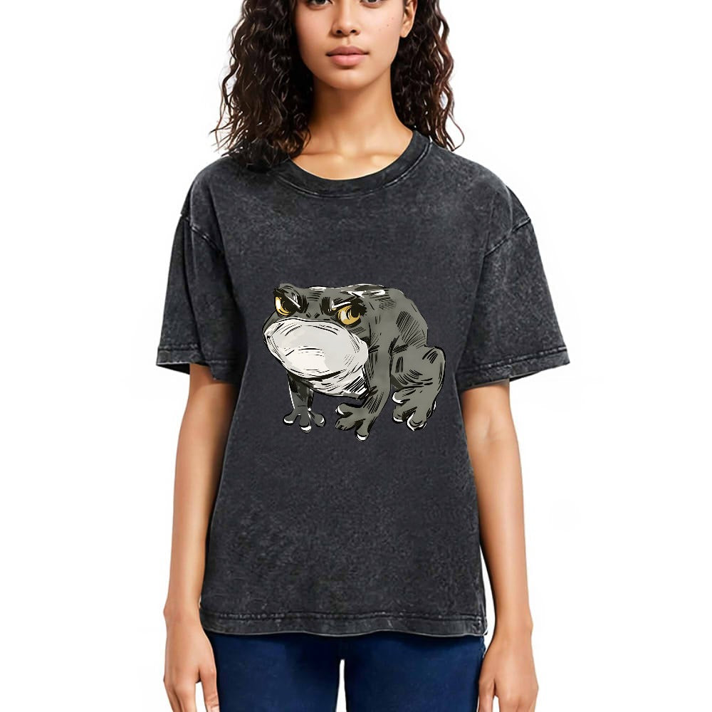 Tokyosol Japanese Frog Retro Washed T-Shirt