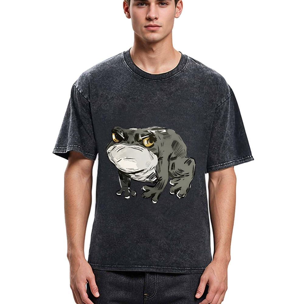 Tokyosol Japanese Frog Retro Washed T-Shirt
