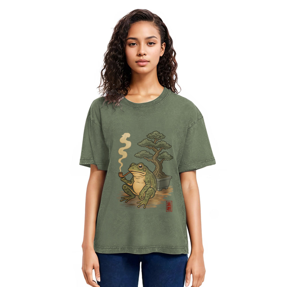 Tokyosol Japanese Frog & Bonsai Washed T-Shirt