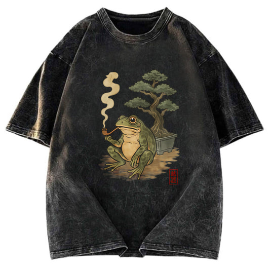 Tokyosol Japanese Frog & Bonsai Washed T-Shirt