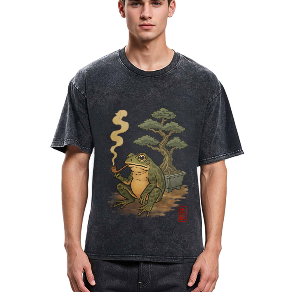 Tokyosol Japanese Frog & Bonsai Washed T-Shirt