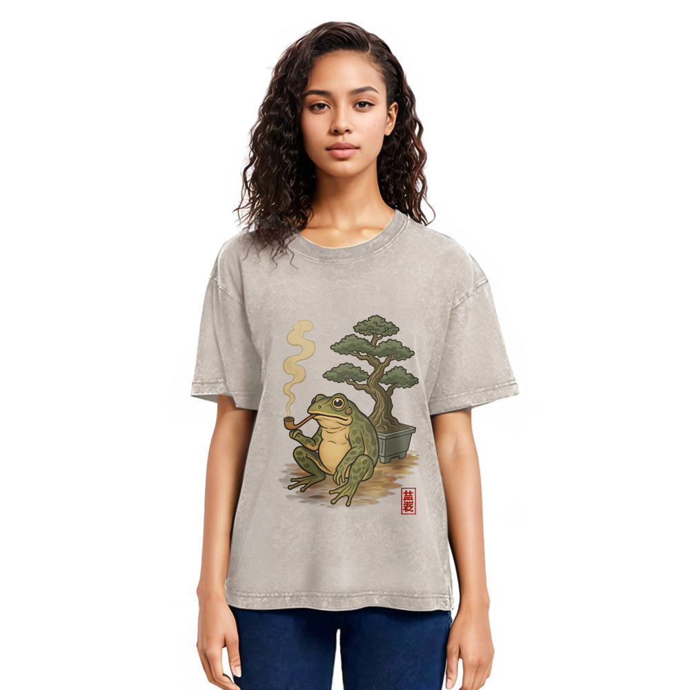 Tokyosol Japanese Frog & Bonsai Washed T-Shirt