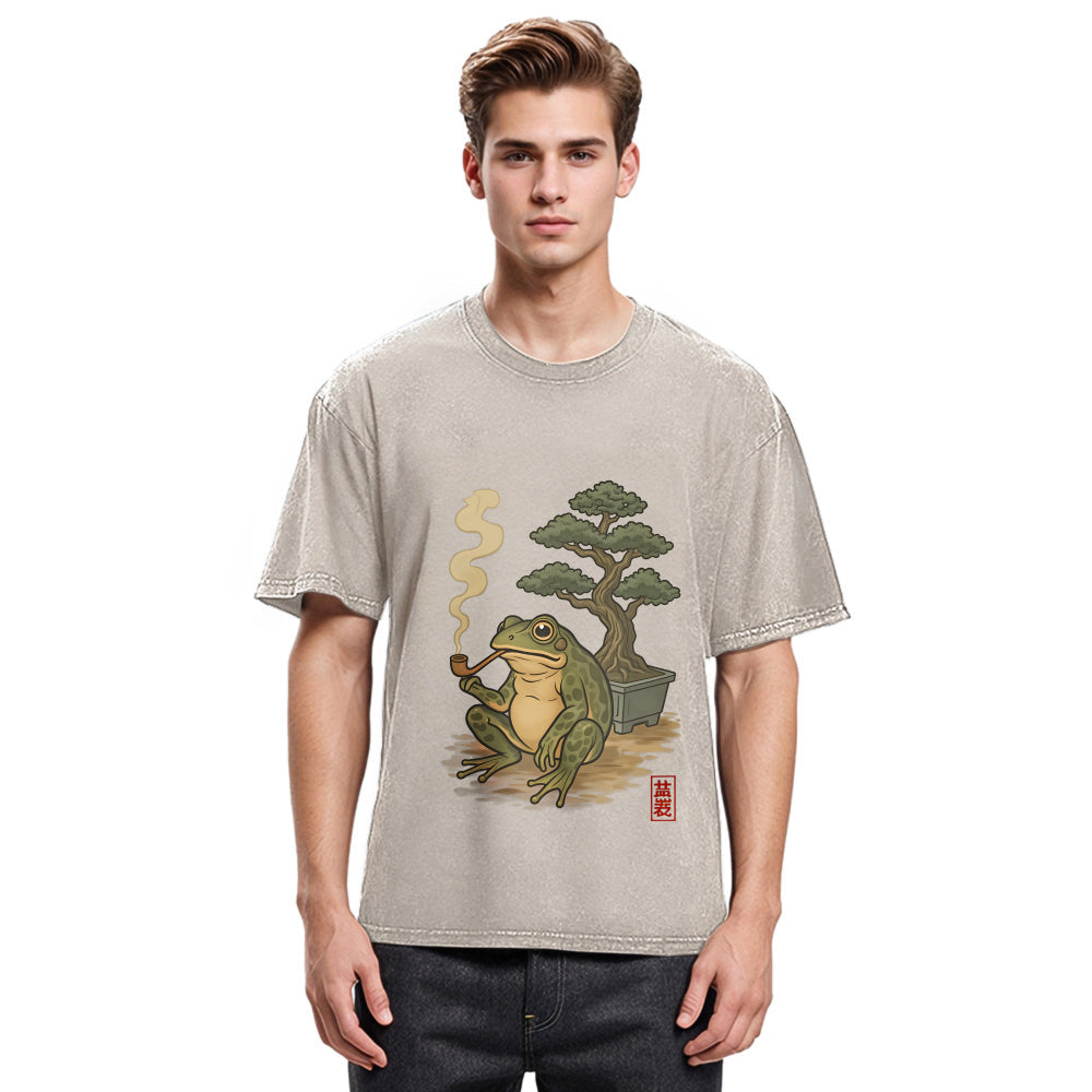 Tokyosol Japanese Frog & Bonsai Washed T-Shirt