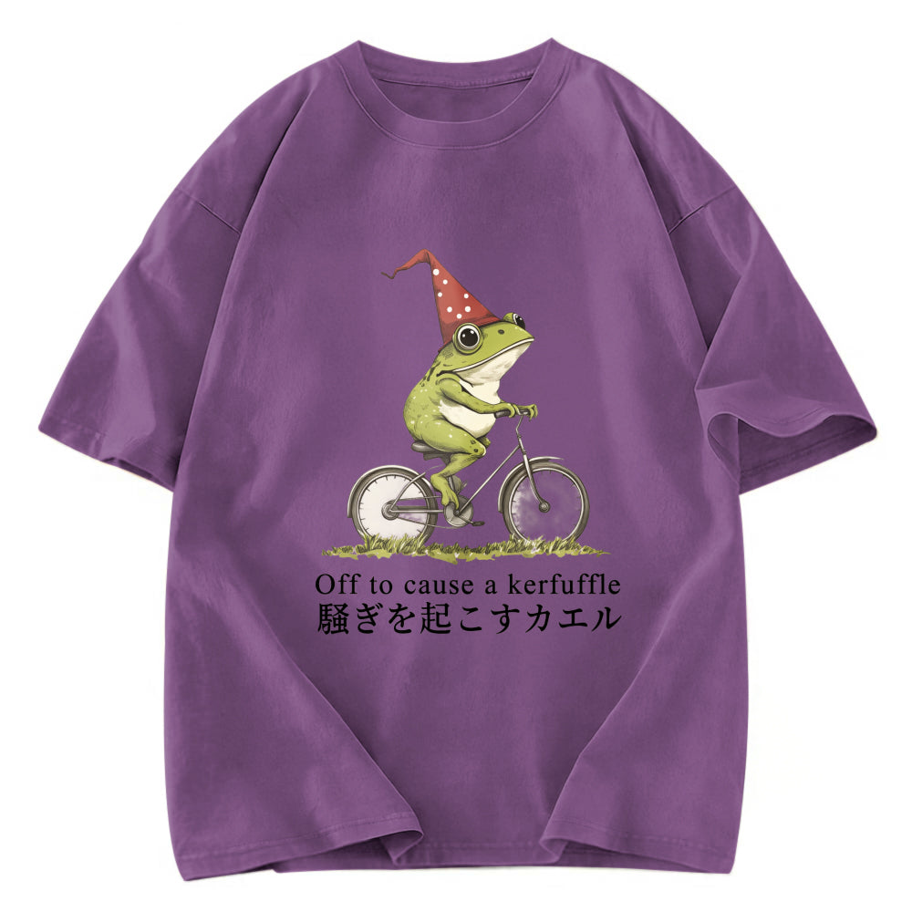 Tokyosol Off to Cause a Kerfuffle Frog Washed T-Shirt
