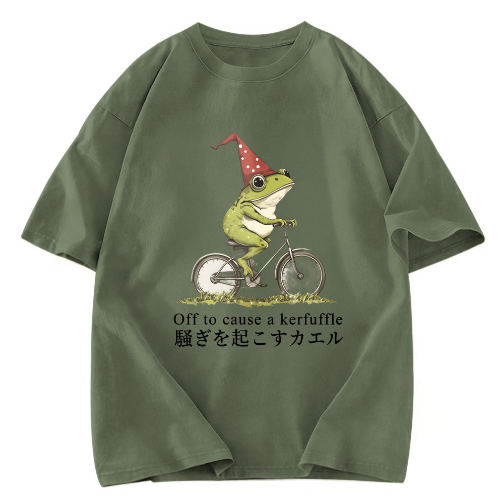 Tokyosol Off to Cause a Kerfuffle Frog Washed T-Shirt