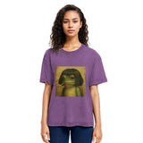 Tokyosol Frog Face With Bob Haircut Meme Washed T-Shirt