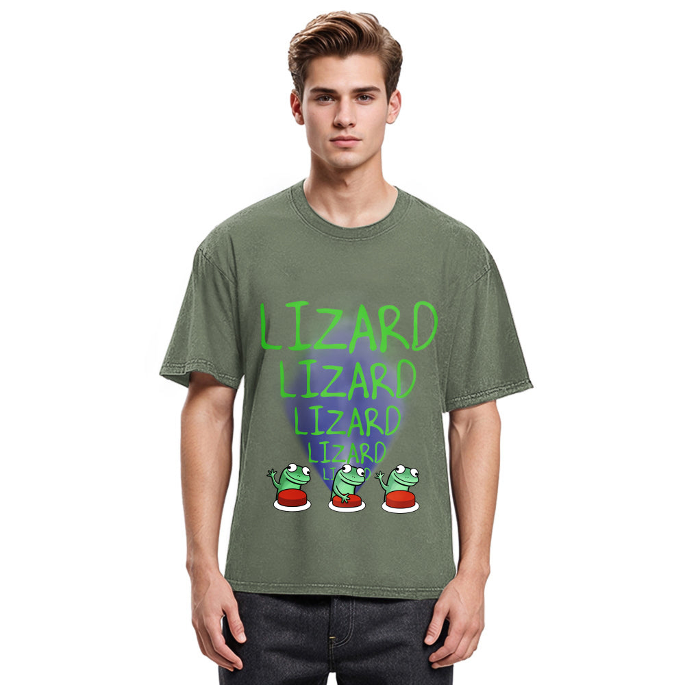 Tokyosol Lizard Lizard Lizard Meme Washed T-Shirt