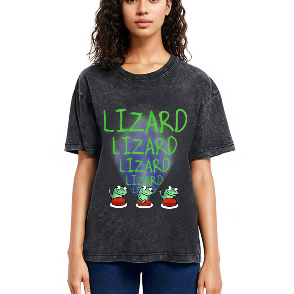 Tokyosol Lizard Lizard Lizard Meme Washed T-Shirt