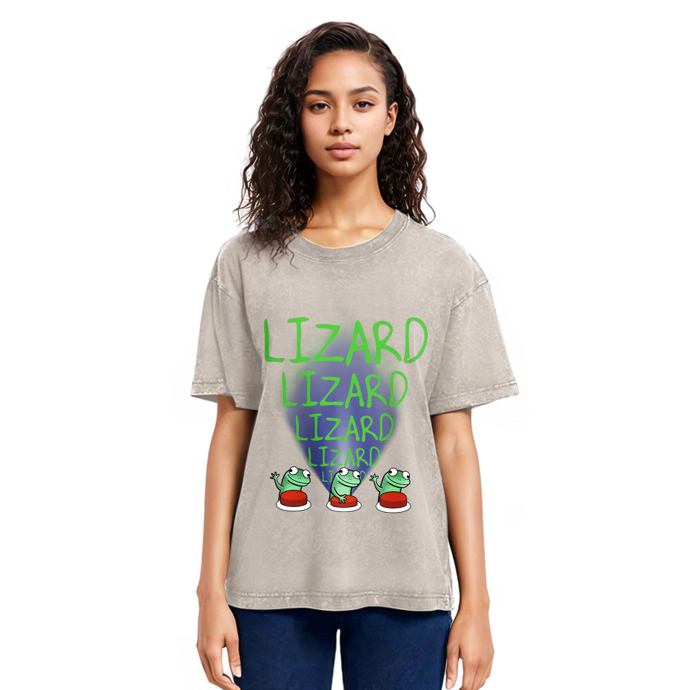 Tokyosol Lizard Lizard Lizard Meme Washed T-Shirt