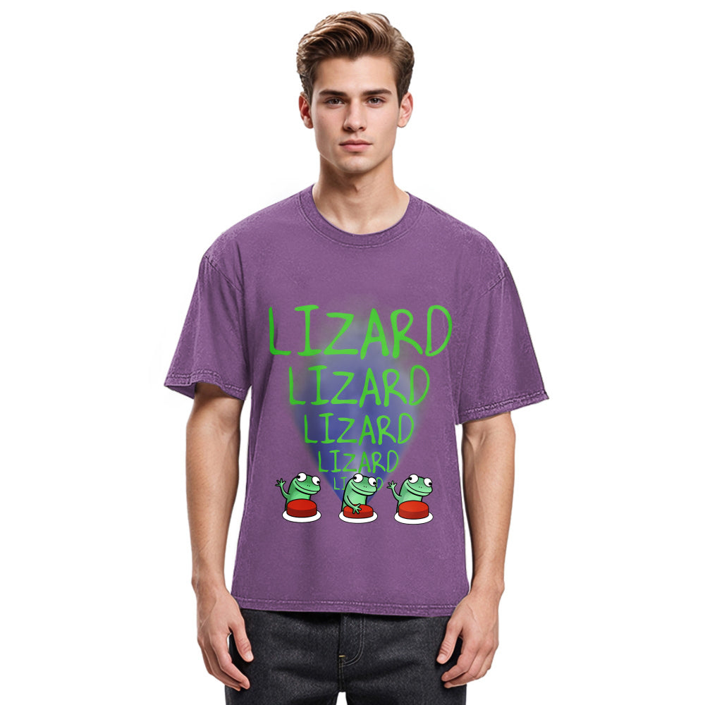 Tokyosol Lizard Lizard Lizard Meme Washed T-Shirt