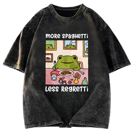 Tokyosol More Spaghetti Less Regretti Frog Washed T-Shirt