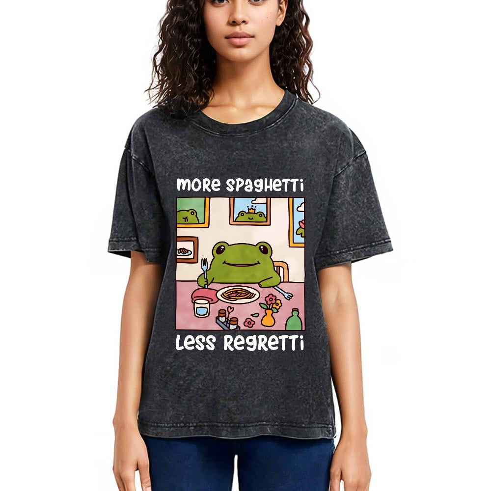 Tokyosol More Spaghetti Less Regretti Frog Washed T-Shirt