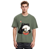 Tokyosol Funny Frog Eating Ramen Washed T-Shirt