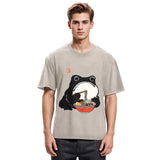 Tokyosol Funny Frog Eating Ramen Washed T-Shirt