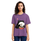 Tokyosol Funny Frog Eating Ramen Washed T-Shirt