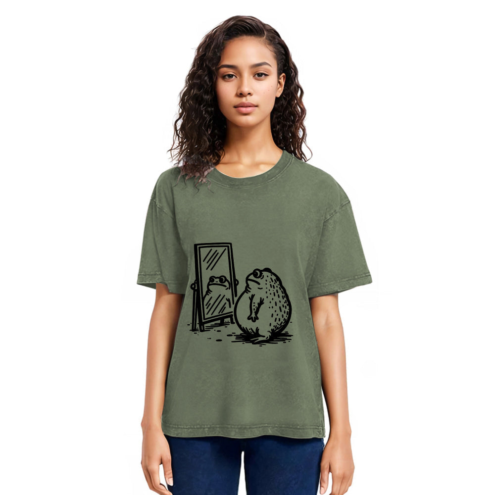 Tokyosol Fat Frog Looking In The Mirror Washed T-Shirt