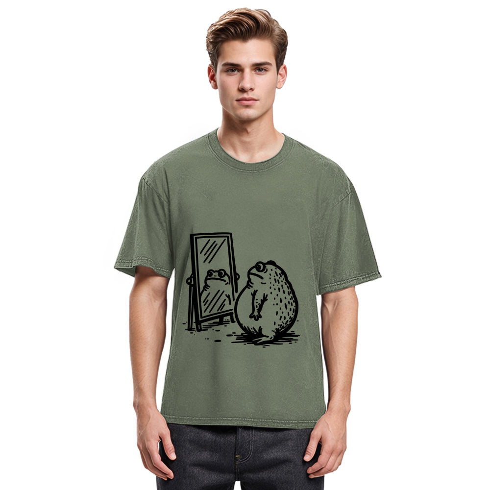 Tokyosol Fat Frog Looking In The Mirror Washed T-Shirt