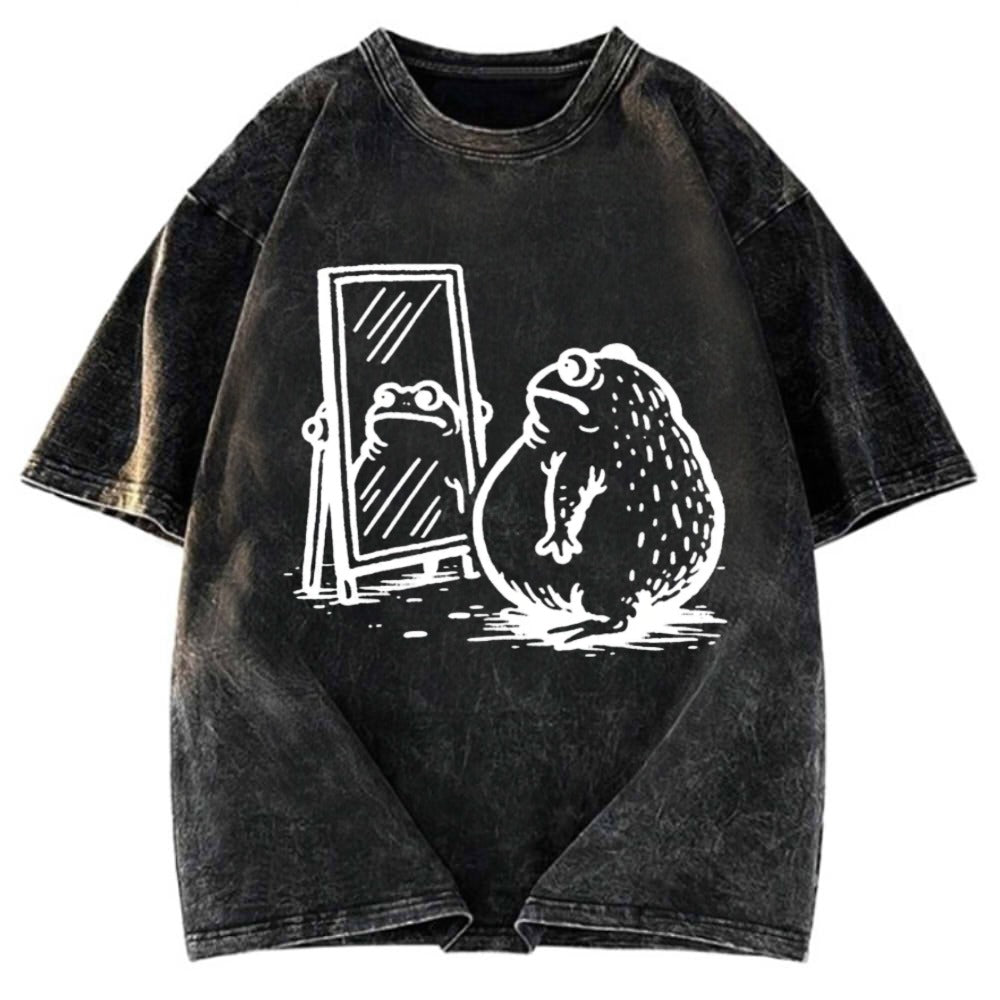 Tokyosol Fat Frog Looking In The Mirror Washed T-Shirt