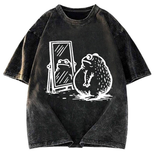 Tokyosol Fat Frog Looking In The Mirror Washed T-Shirt