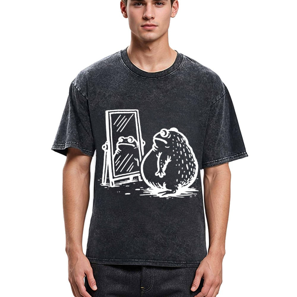 Tokyosol Fat Frog Looking In The Mirror Washed T-Shirt