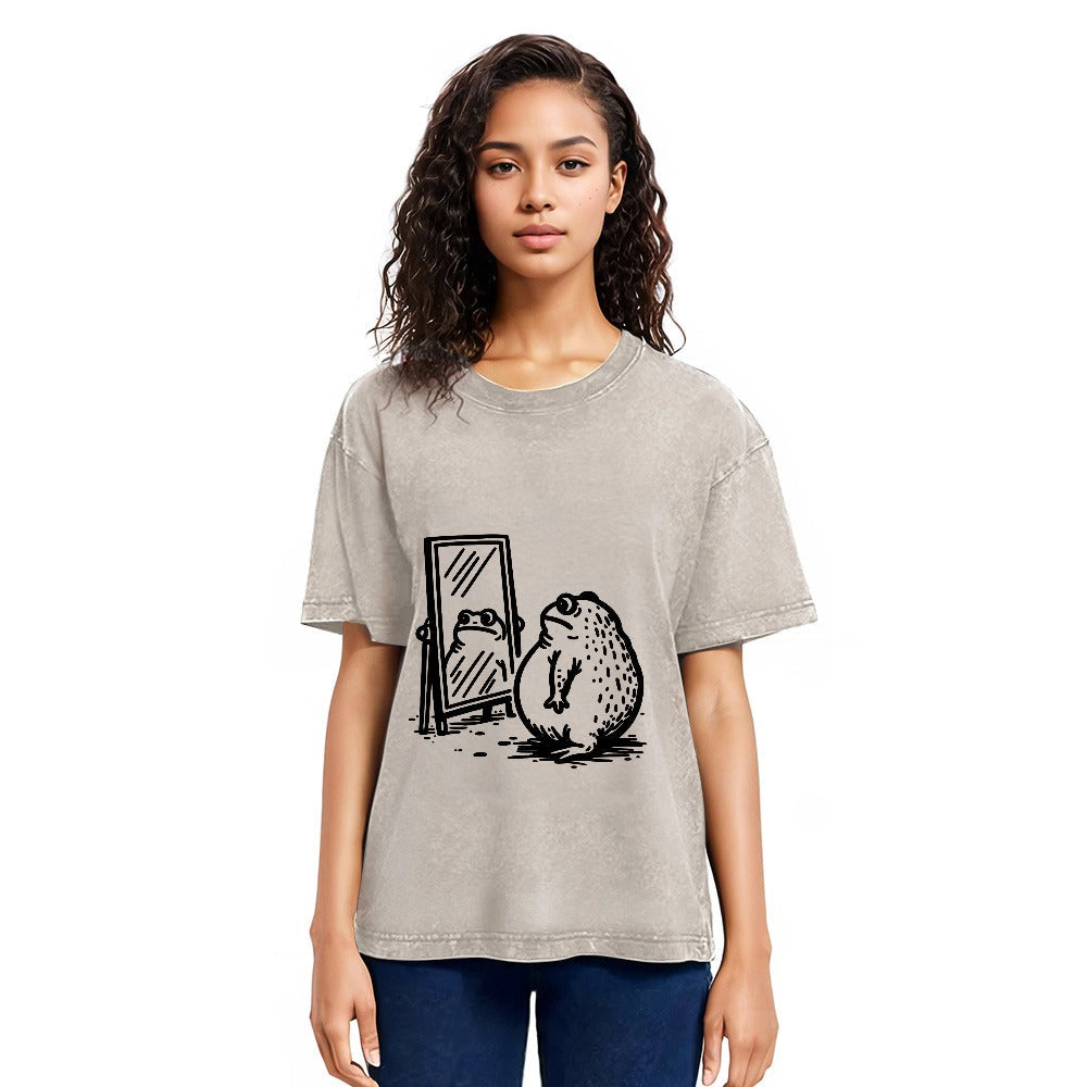 Tokyosol Fat Frog Looking In The Mirror Washed T-Shirt