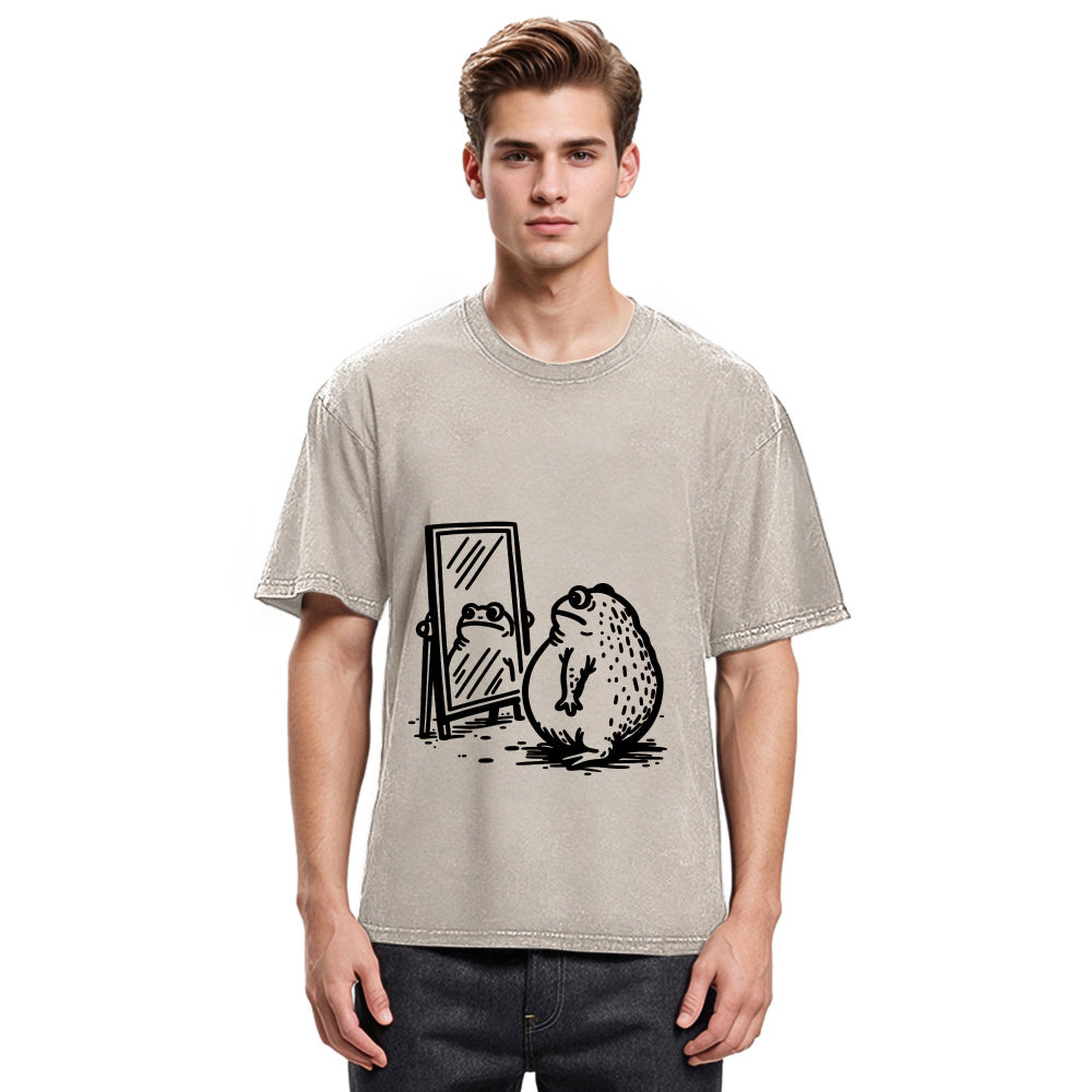 Tokyosol Fat Frog Looking In The Mirror Washed T-Shirt