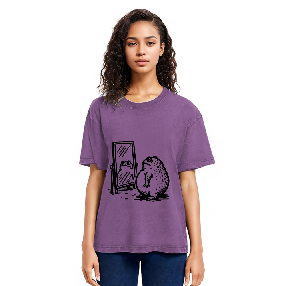 Tokyosol Fat Frog Looking In The Mirror Washed T-Shirt