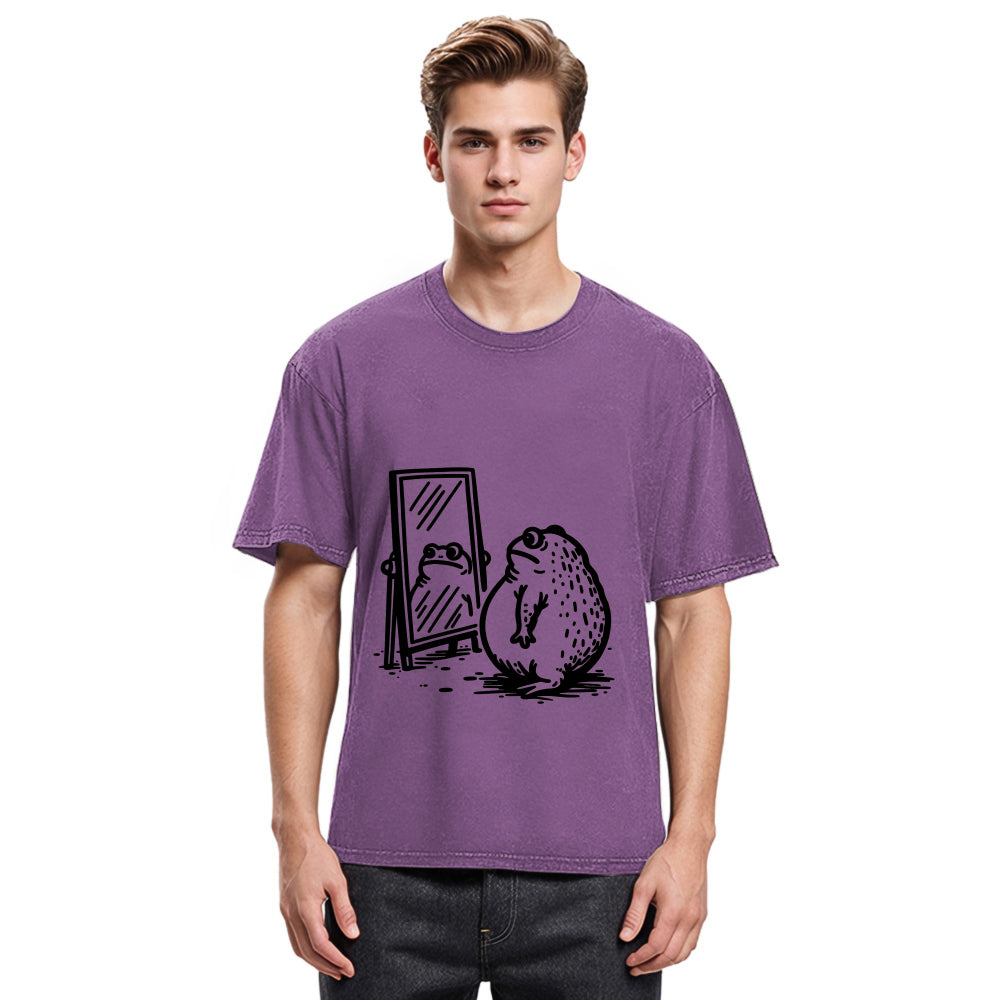 Tokyosol Fat Frog Looking In The Mirror Washed T-Shirt