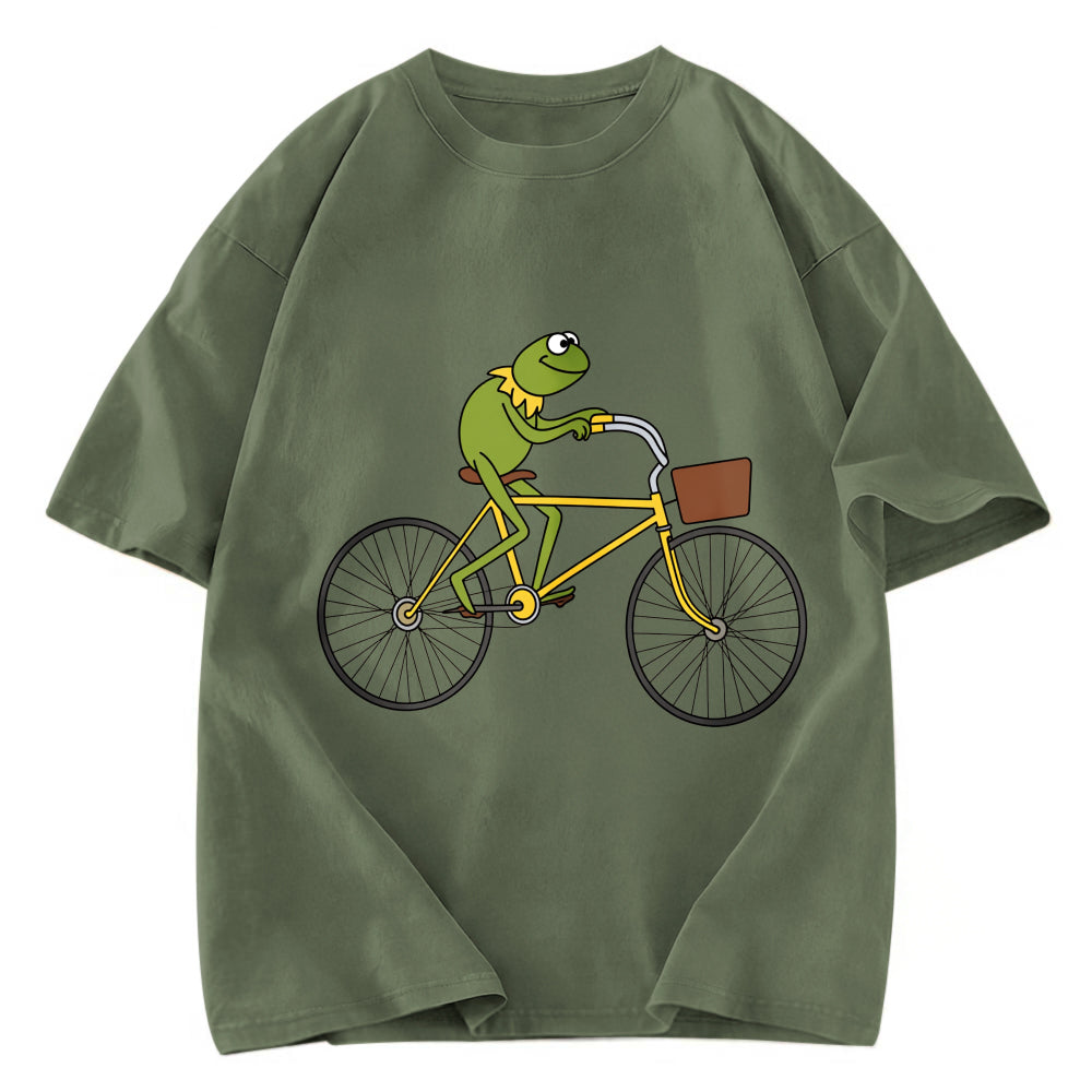 Tokyosol Kermit Riding A Bike Washed T-Shirt