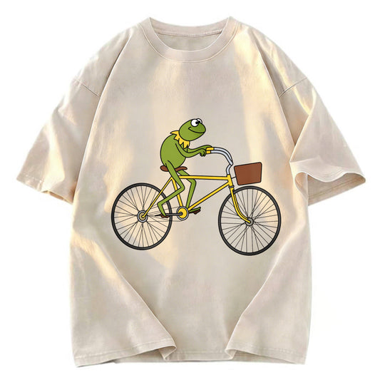Tokyosol Kermit Riding A Bike Washed T-Shirt