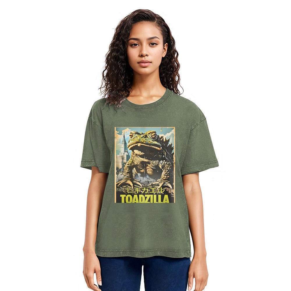 Tokyosol Vintage Funny Frog Washed T-Shirt