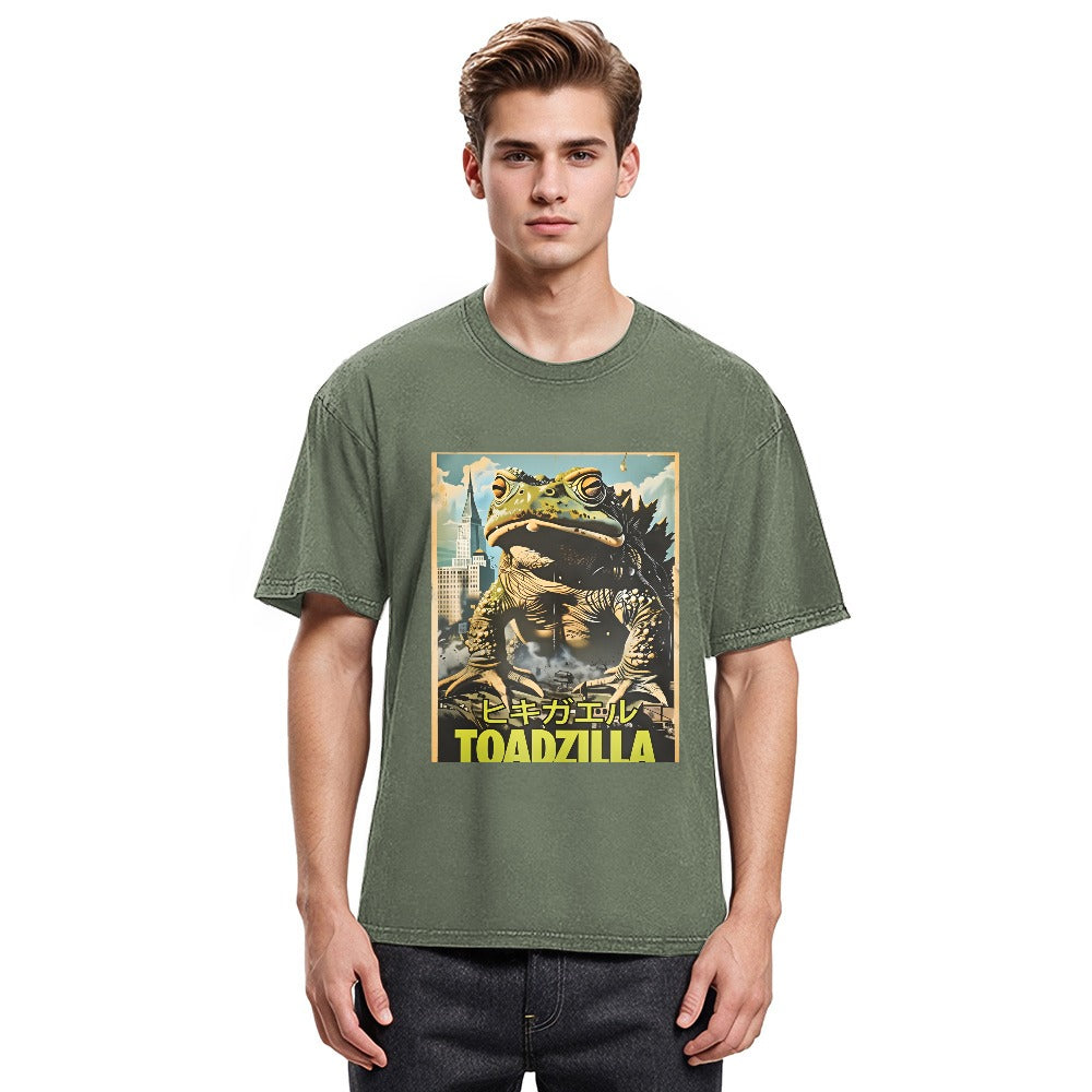 Tokyosol Vintage Funny Frog Washed T-Shirt