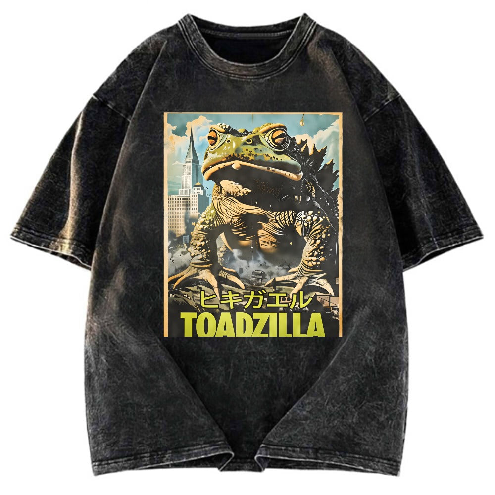 Tokyosol Vintage Funny Frog Washed T-Shirt