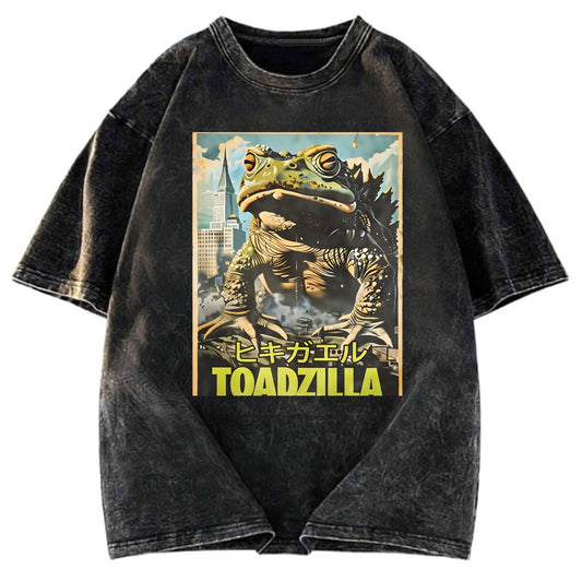 Tokyosol Vintage Funny Frog Washed T-Shirt